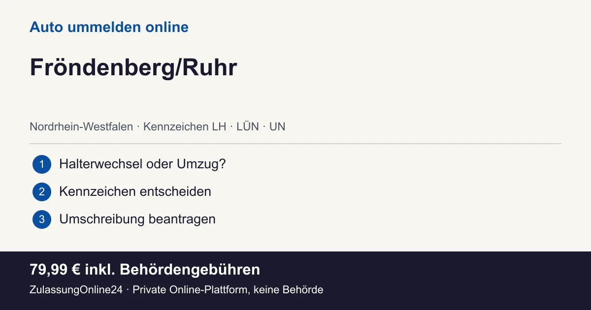 Auto ummelden: örtliche Einordnung für Fröndenberg/Ruhr und die drei Vorbereitungsschritte