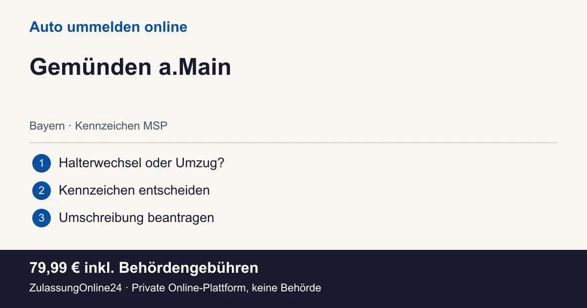 Auto ummelden: örtliche Einordnung für Gemünden a.Main und die drei Vorbereitungsschritte
