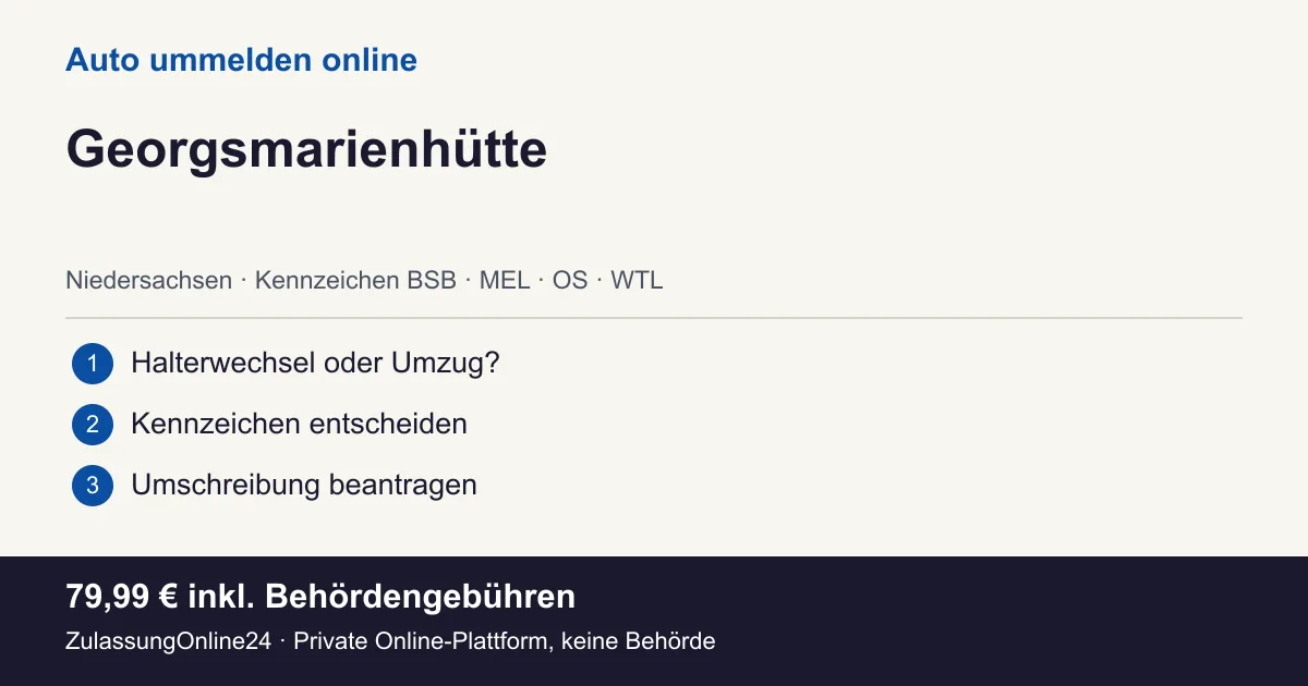 Auto ummelden: örtliche Einordnung für Georgsmarienhütte und die drei Vorbereitungsschritte