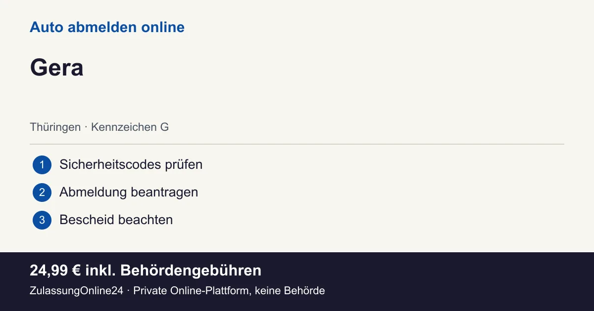 Auto abmelden: örtliche Einordnung für Gera und die drei Vorbereitungsschritte