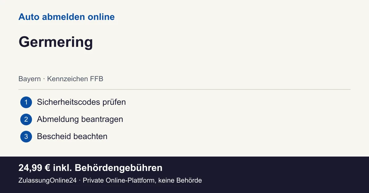 Auto abmelden: örtliche Einordnung für Germering und die drei Vorbereitungsschritte