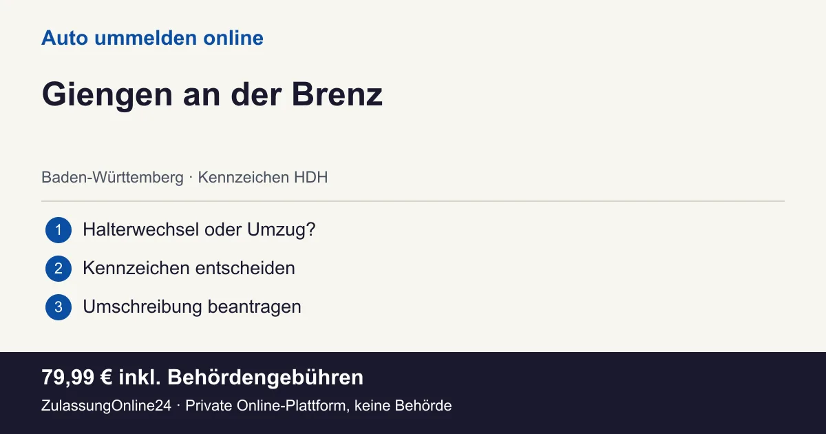 Auto ummelden: örtliche Einordnung für Giengen an der Brenz und die drei Vorbereitungsschritte