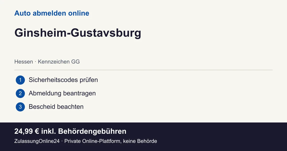 Auto abmelden: örtliche Einordnung für Ginsheim-Gustavsburg und die drei Vorbereitungsschritte