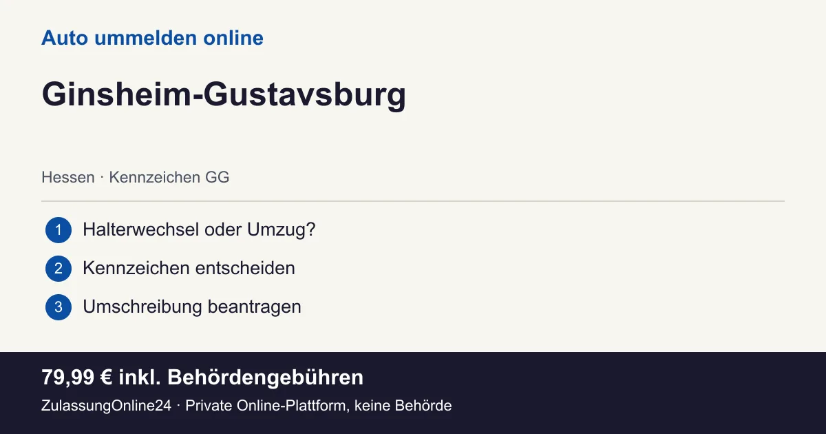 Auto ummelden: örtliche Einordnung für Ginsheim-Gustavsburg und die drei Vorbereitungsschritte