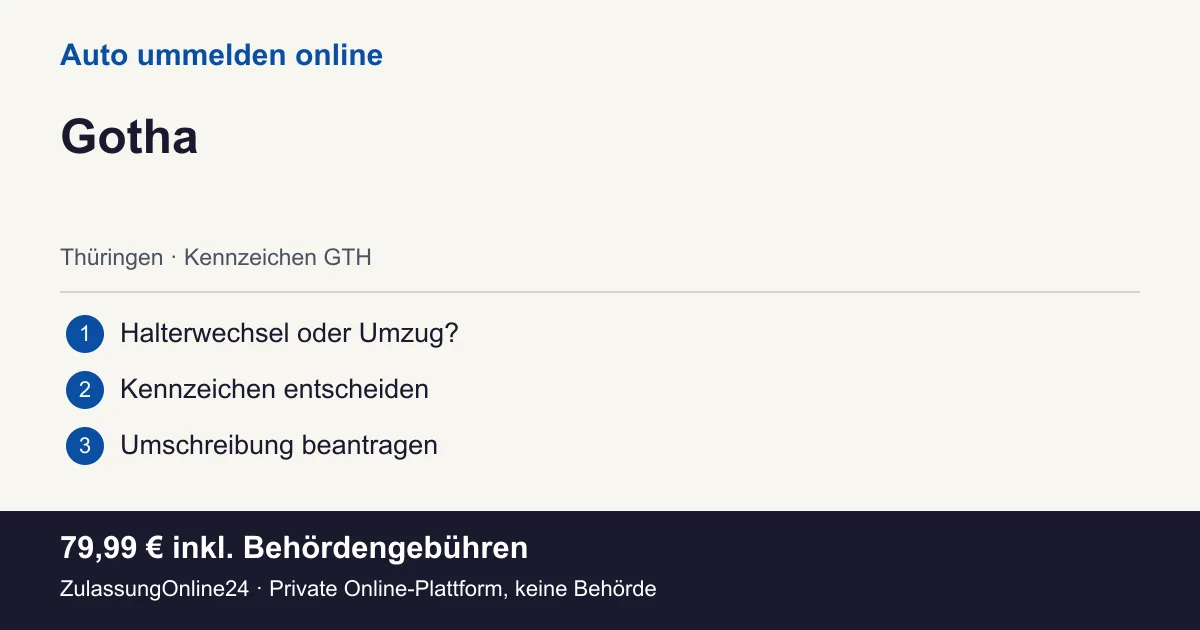 Auto ummelden: örtliche Einordnung für Gotha und die drei Vorbereitungsschritte