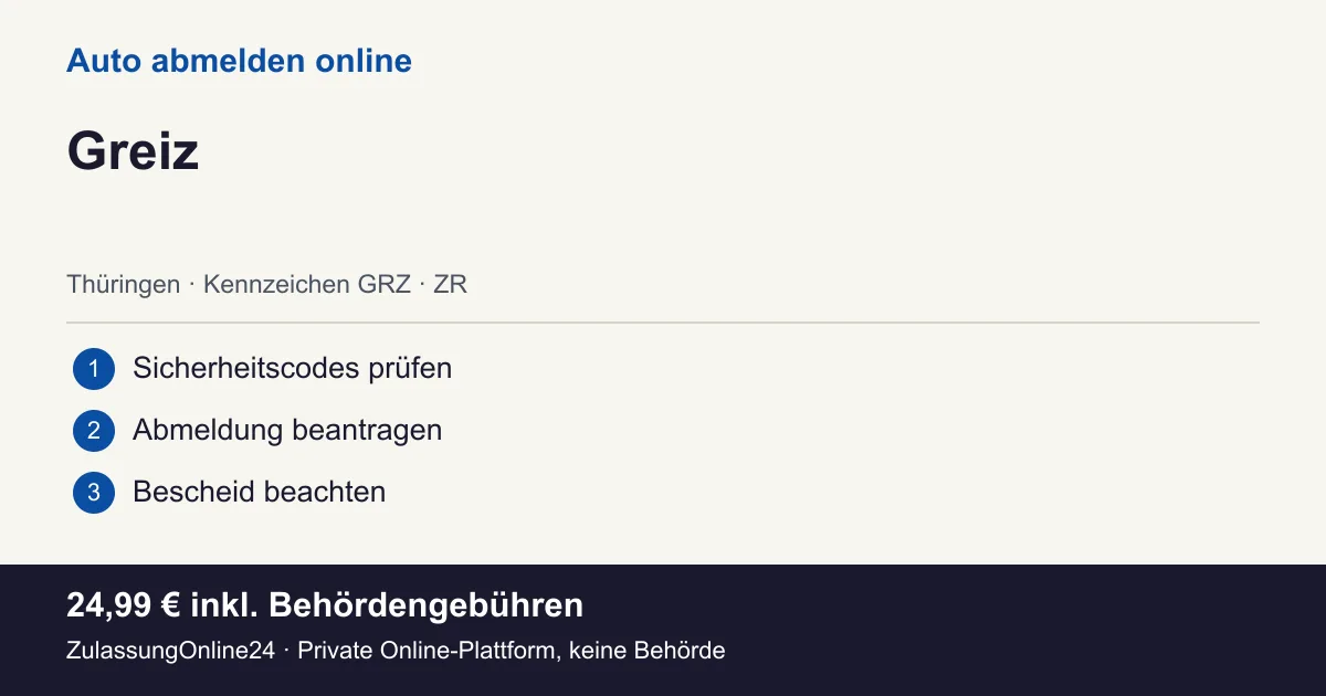 Auto abmelden: örtliche Einordnung für Greiz und die drei Vorbereitungsschritte