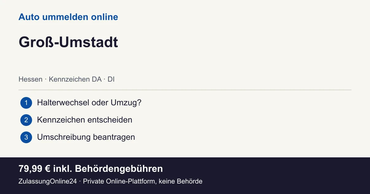 Auto ummelden: örtliche Einordnung für Groß-Umstadt und die drei Vorbereitungsschritte