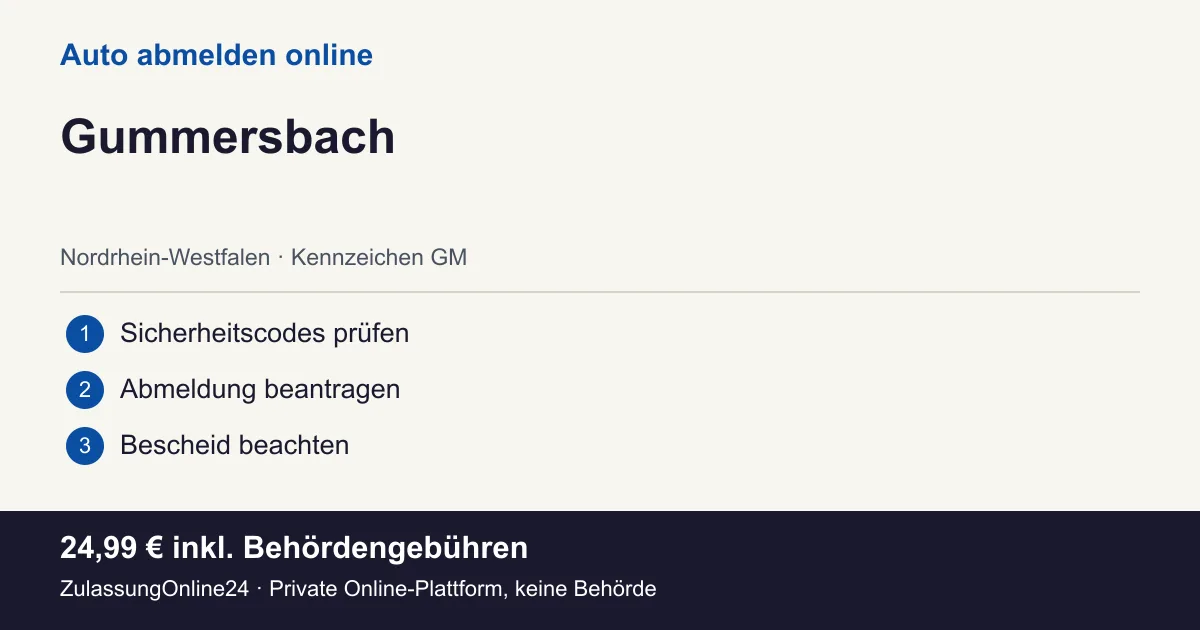 Auto abmelden: örtliche Einordnung für Gummersbach und die drei Vorbereitungsschritte
