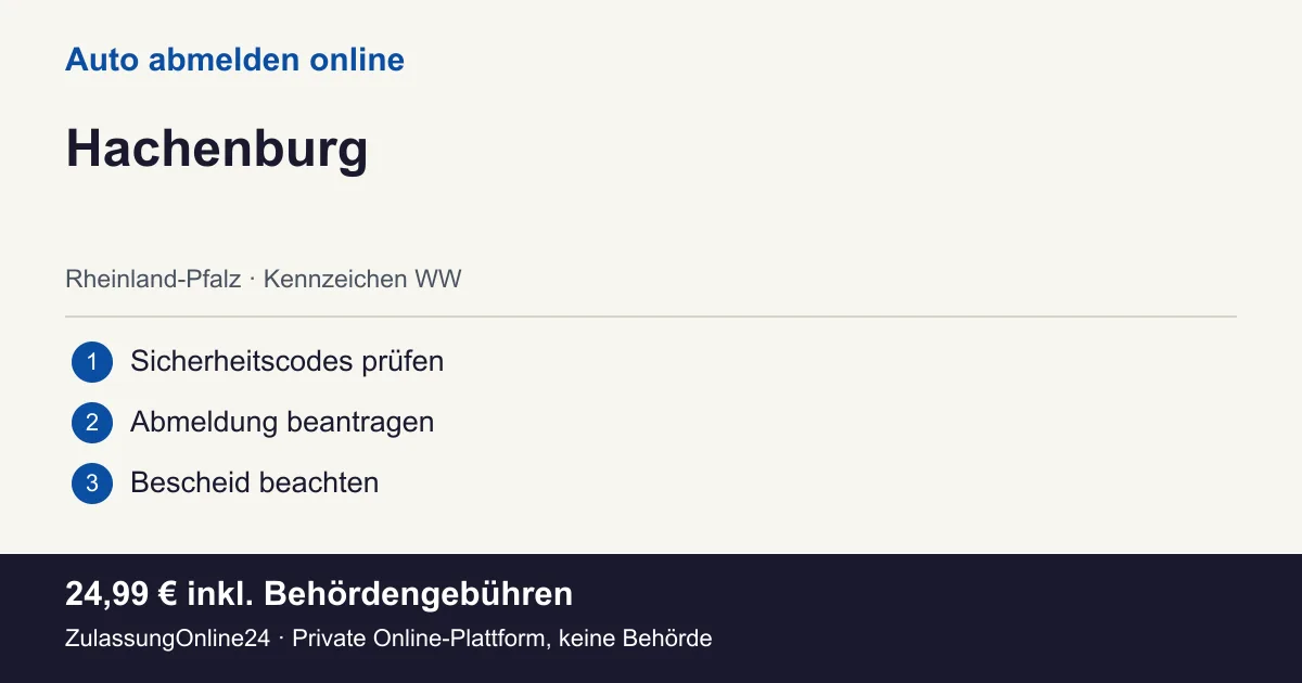 Auto abmelden: örtliche Einordnung für Hachenburg und die drei Vorbereitungsschritte