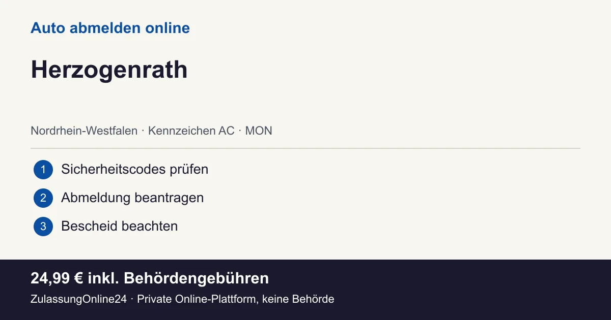 Auto abmelden: örtliche Einordnung für Herzogenrath und die drei Vorbereitungsschritte