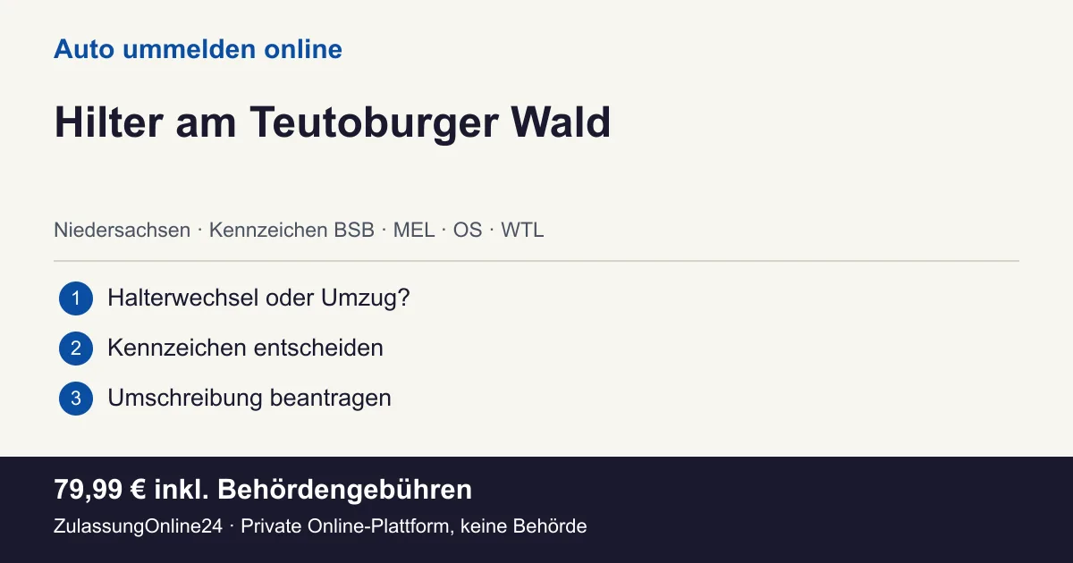 Auto ummelden: örtliche Einordnung für Hilter am Teutoburger Wald und die drei Vorbereitungsschritte