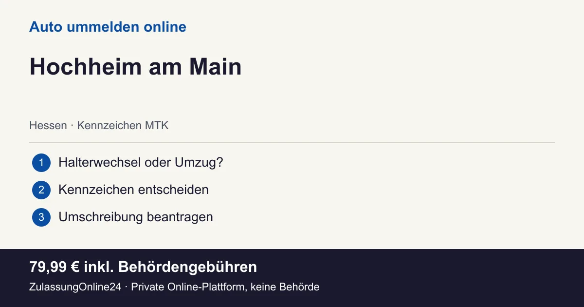 Auto ummelden: örtliche Einordnung für Hochheim am Main und die drei Vorbereitungsschritte