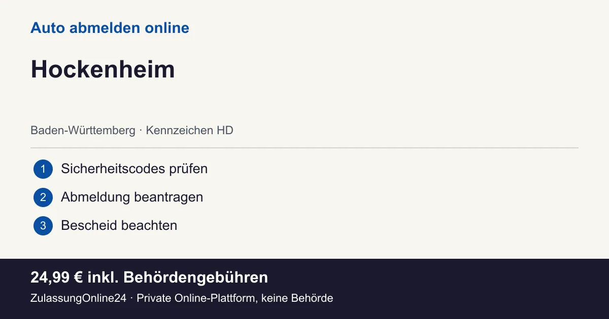 Auto abmelden: örtliche Einordnung für Hockenheim und die drei Vorbereitungsschritte