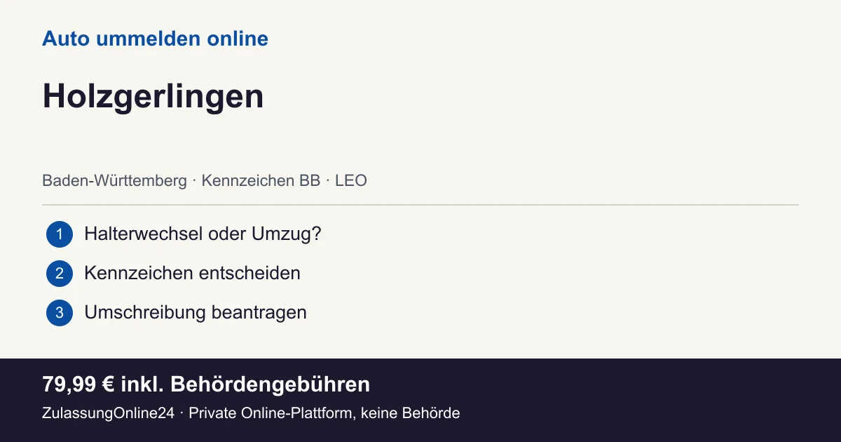 Auto ummelden: örtliche Einordnung für Holzgerlingen und die drei Vorbereitungsschritte