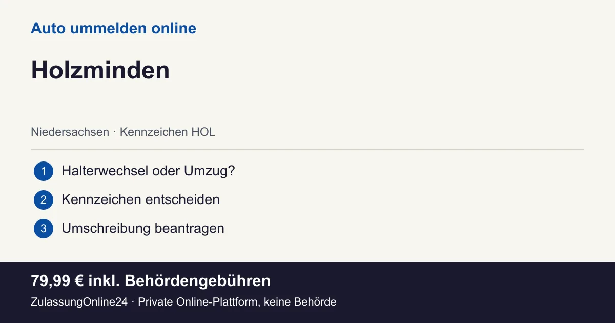 Auto ummelden: örtliche Einordnung für Holzminden und die drei Vorbereitungsschritte