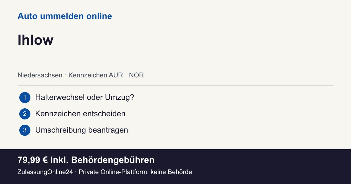 Auto ummelden: örtliche Einordnung für Ihlow und die drei Vorbereitungsschritte
