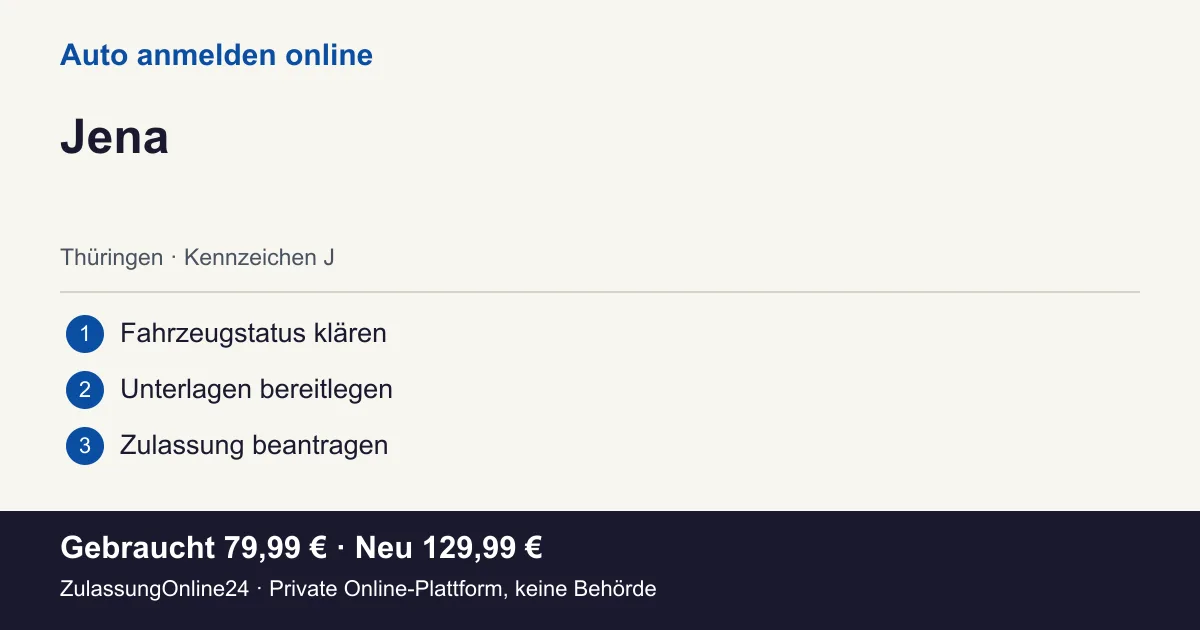 Auto anmelden: örtliche Einordnung für Jena und die drei Vorbereitungsschritte
