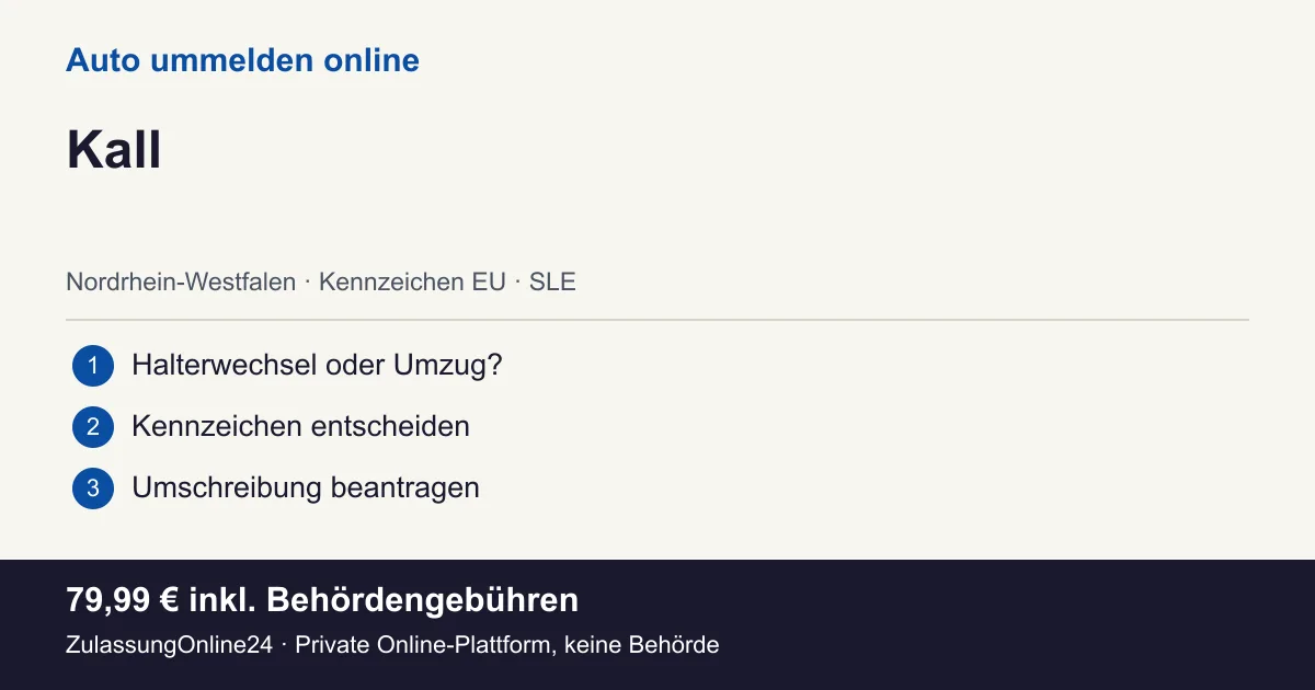 Auto ummelden: örtliche Einordnung für Kall und die drei Vorbereitungsschritte