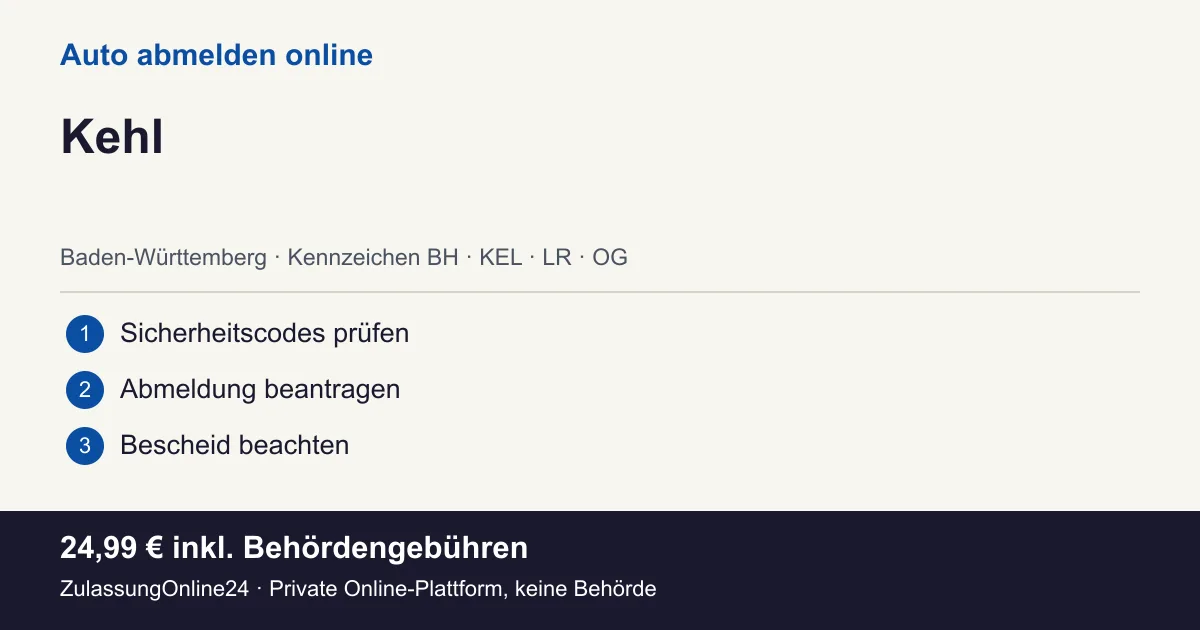 Auto abmelden: örtliche Einordnung für Kehl und die drei Vorbereitungsschritte