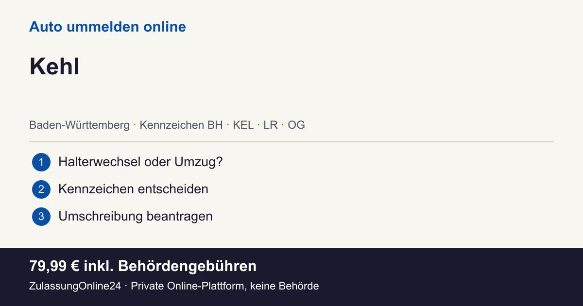 Auto ummelden: örtliche Einordnung für Kehl und die drei Vorbereitungsschritte