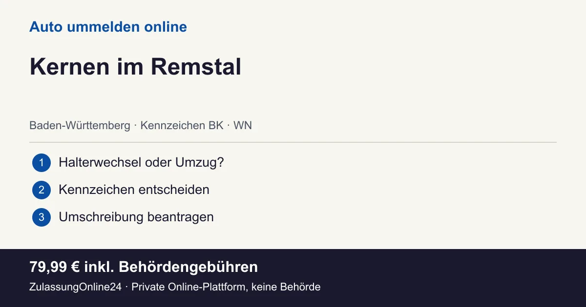 Auto ummelden: örtliche Einordnung für Kernen im Remstal und die drei Vorbereitungsschritte