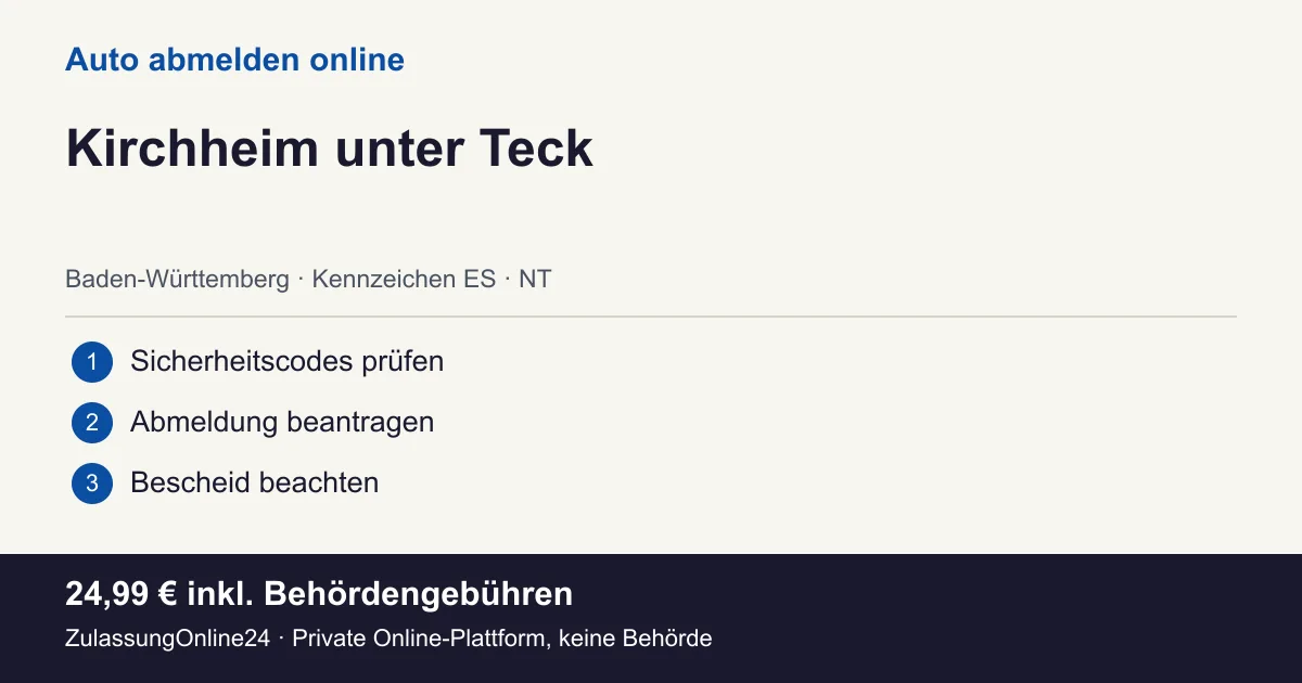 Auto abmelden: örtliche Einordnung für Kirchheim unter Teck und die drei Vorbereitungsschritte