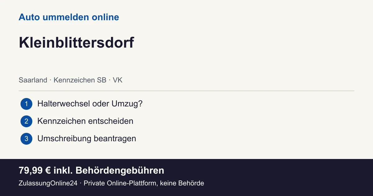 Auto ummelden: örtliche Einordnung für Kleinblittersdorf und die drei Vorbereitungsschritte