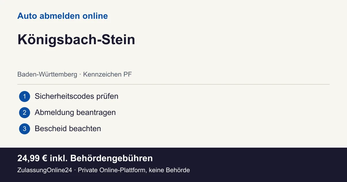 Auto abmelden: örtliche Einordnung für Königsbach-Stein und die drei Vorbereitungsschritte