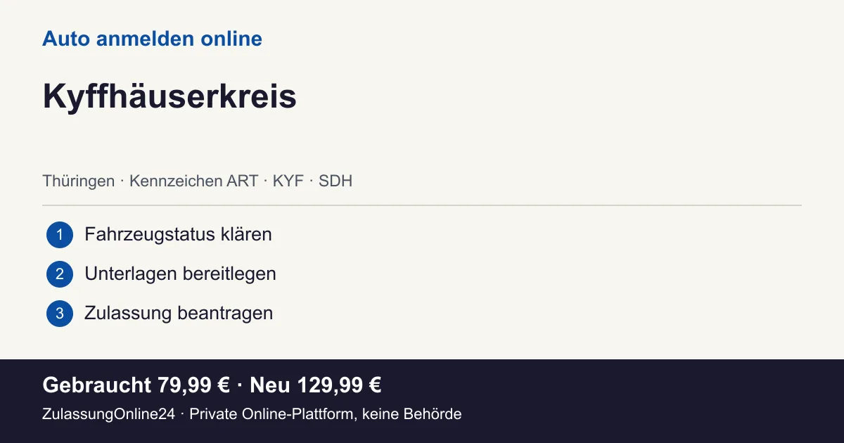 Auto anmelden: örtliche Einordnung für Kyffhäuserkreis und die drei Vorbereitungsschritte