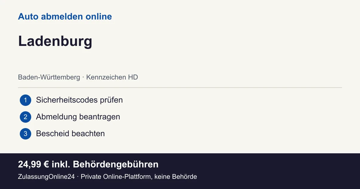 Auto abmelden: örtliche Einordnung für Ladenburg und die drei Vorbereitungsschritte