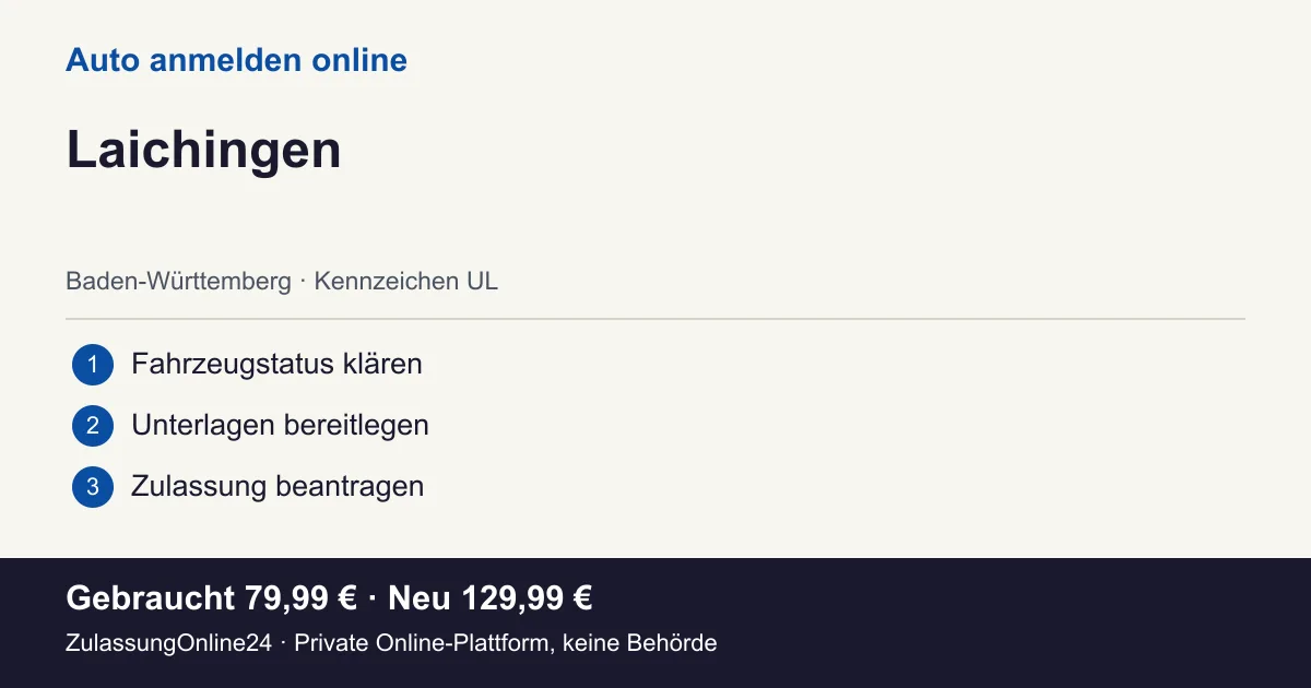 Auto anmelden: örtliche Einordnung für Laichingen und die drei Vorbereitungsschritte