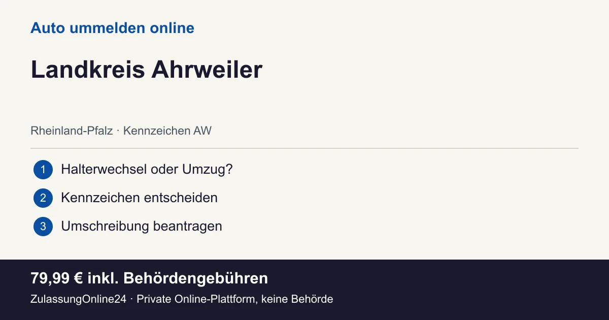 Auto ummelden: örtliche Einordnung für Landkreis Ahrweiler und die drei Vorbereitungsschritte