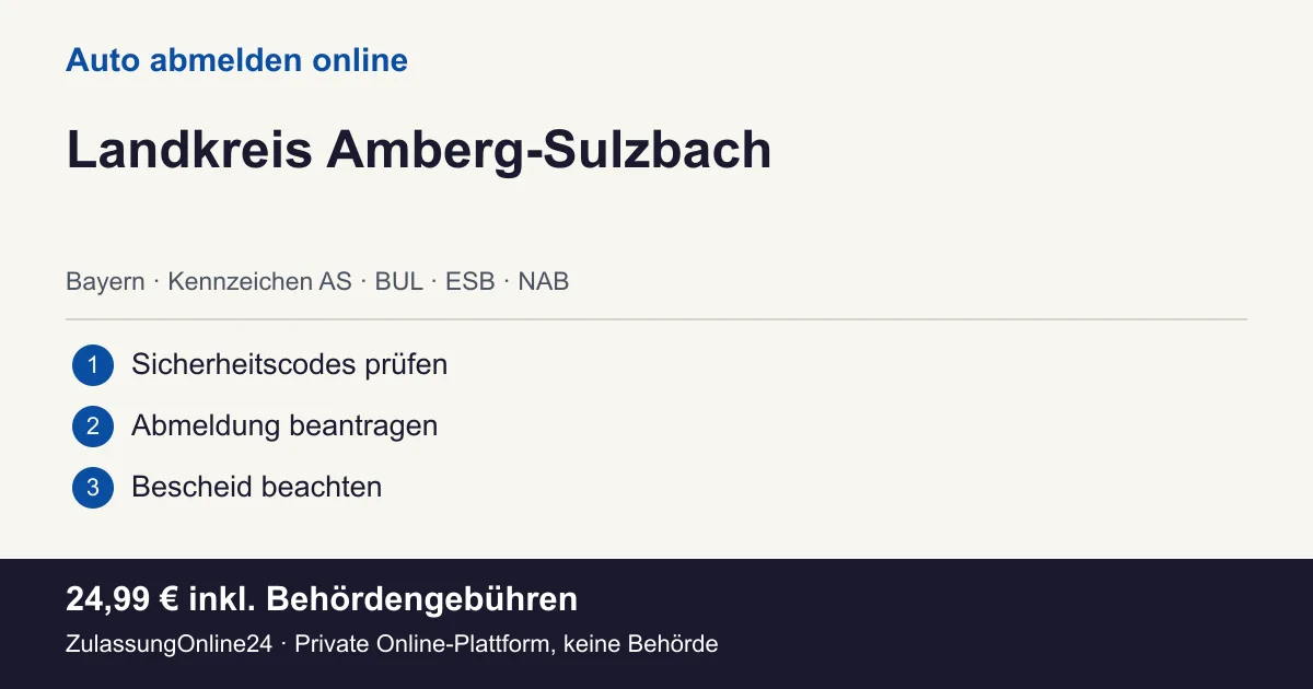 Auto abmelden: örtliche Einordnung für Landkreis Amberg-Sulzbach und die drei Vorbereitungsschritte