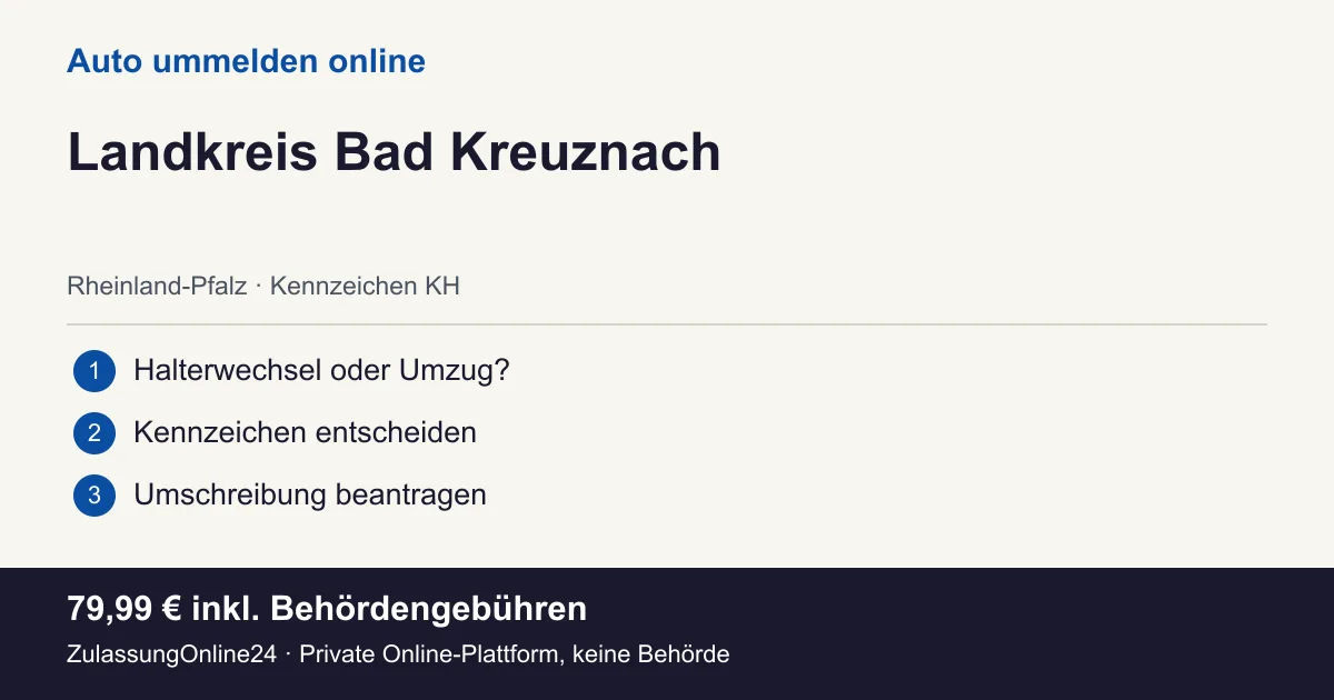Auto ummelden: örtliche Einordnung für Landkreis Bad Kreuznach und die drei Vorbereitungsschritte