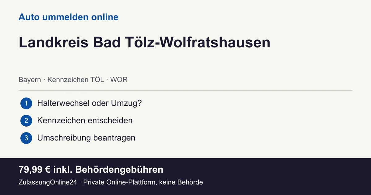 Auto ummelden: örtliche Einordnung für Landkreis Bad Tölz-Wolfratshausen und die drei Vorbereitungsschritte