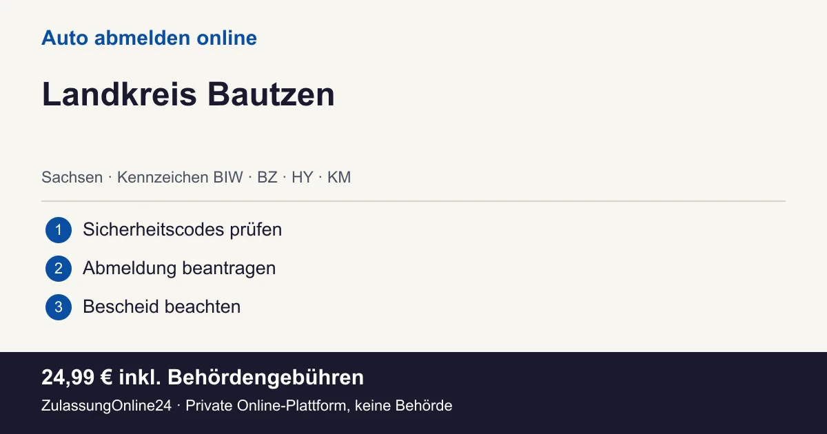 Auto abmelden: örtliche Einordnung für Landkreis Bautzen und die drei Vorbereitungsschritte