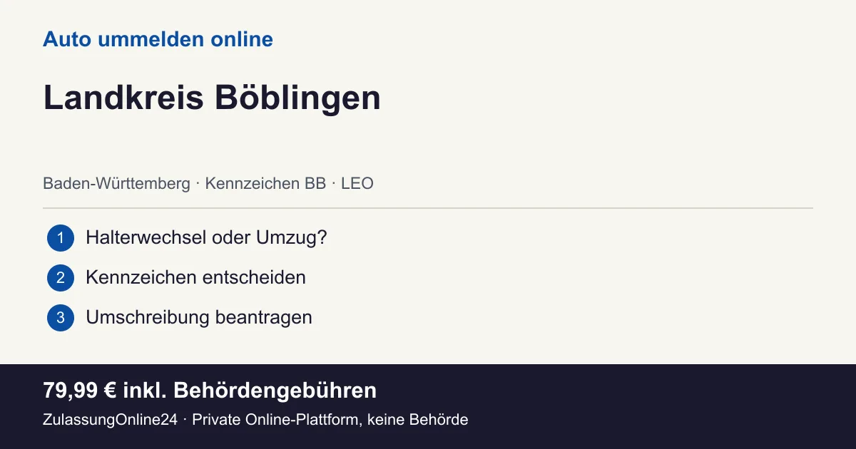 Auto ummelden: örtliche Einordnung für Landkreis Böblingen und die drei Vorbereitungsschritte