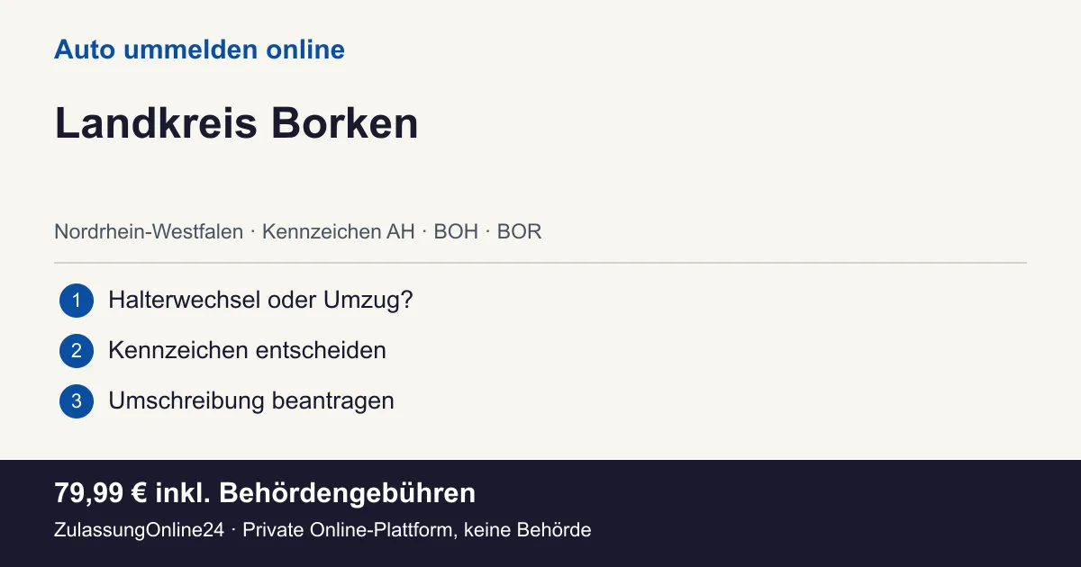 Auto ummelden: örtliche Einordnung für Landkreis Borken und die drei Vorbereitungsschritte