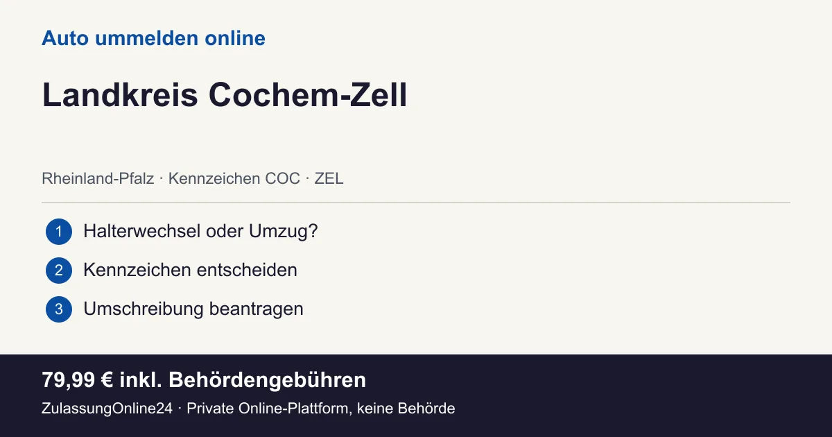 Auto ummelden: örtliche Einordnung für Landkreis Cochem-Zell und die drei Vorbereitungsschritte