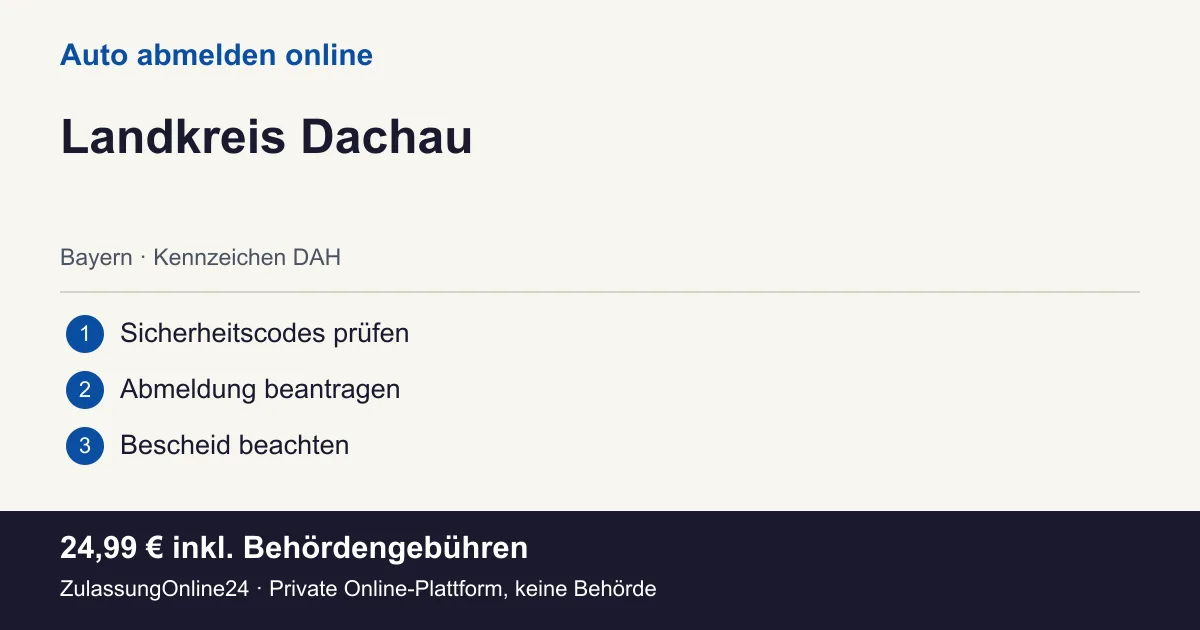 Auto abmelden: örtliche Einordnung für Landkreis Dachau und die drei Vorbereitungsschritte