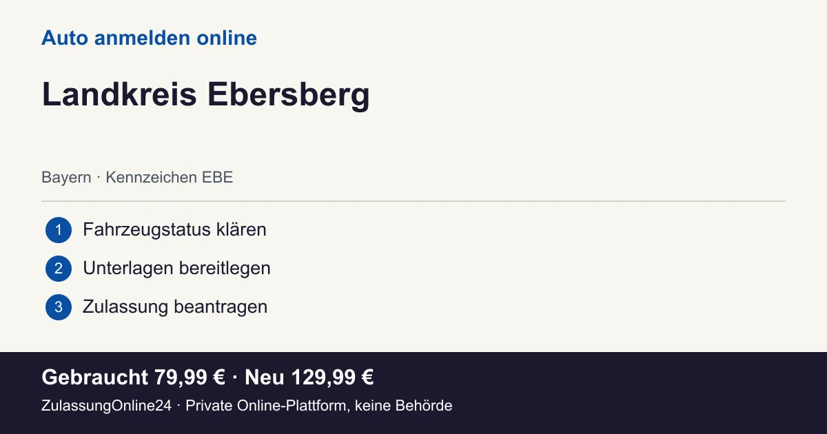 Auto anmelden: örtliche Einordnung für Landkreis Ebersberg und die drei Vorbereitungsschritte