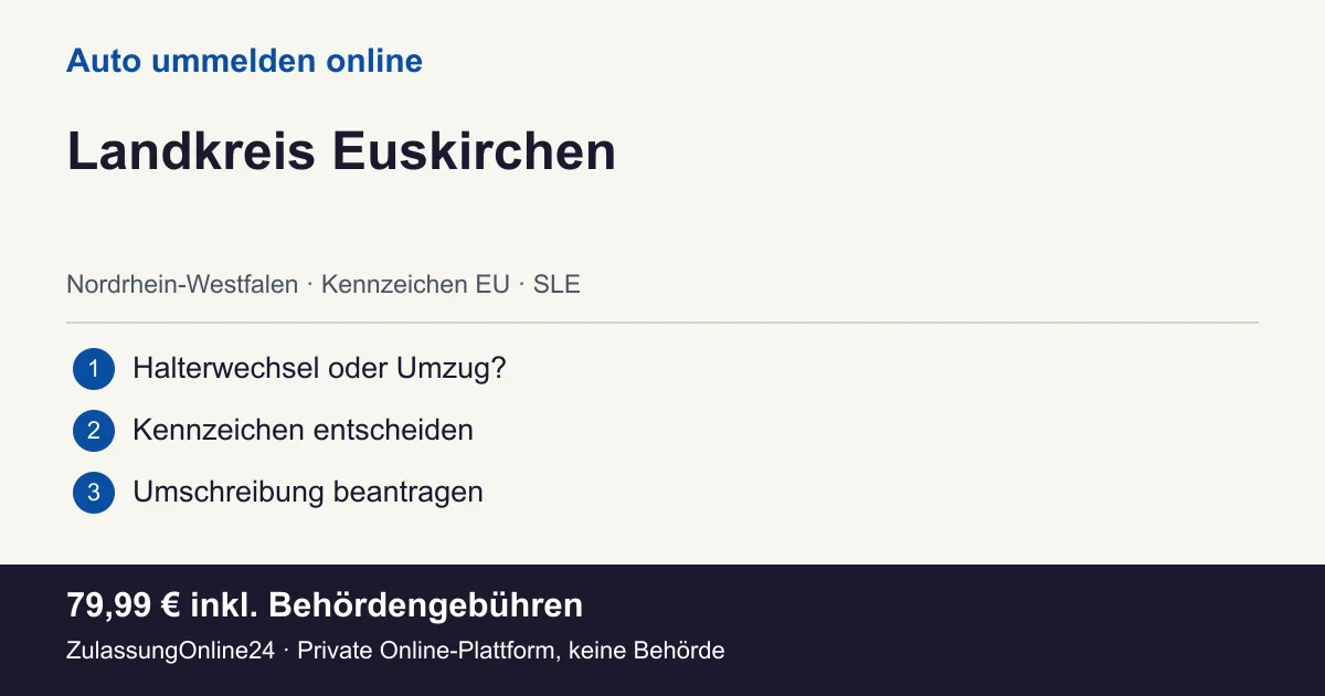 Auto ummelden: örtliche Einordnung für Landkreis Euskirchen und die drei Vorbereitungsschritte