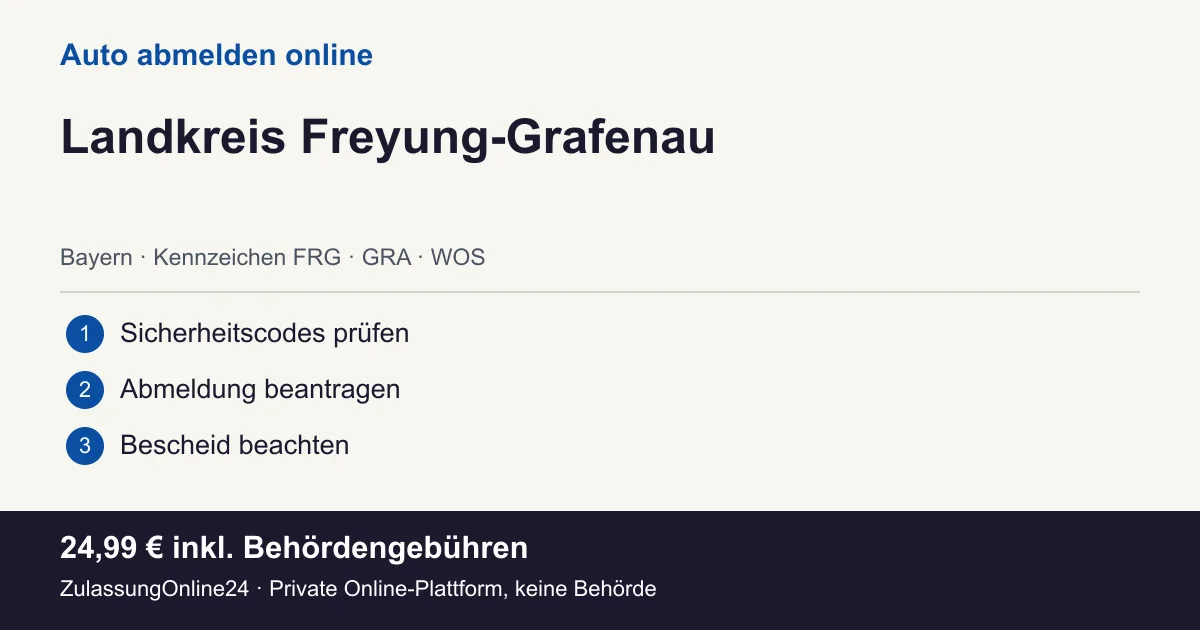 Auto abmelden: örtliche Einordnung für Landkreis Freyung-Grafenau und die drei Vorbereitungsschritte