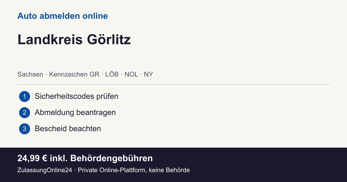 Auto abmelden: örtliche Einordnung für Landkreis Görlitz und die drei Vorbereitungsschritte
