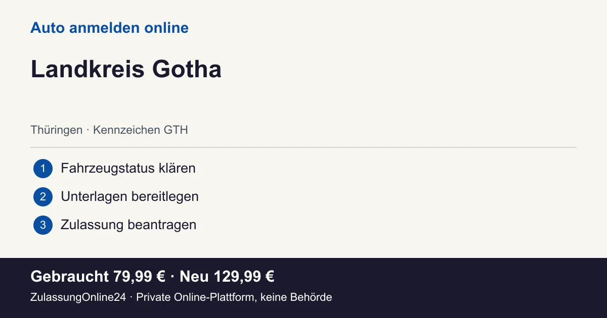 Auto anmelden: örtliche Einordnung für Landkreis Gotha und die drei Vorbereitungsschritte