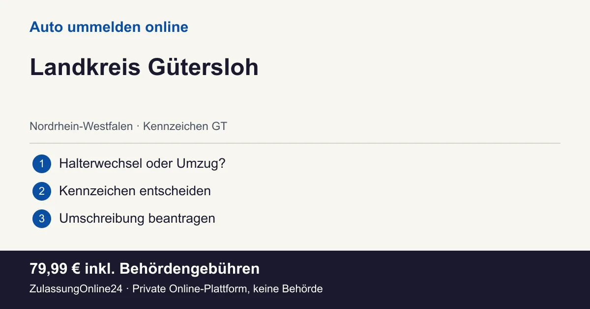Auto ummelden: örtliche Einordnung für Landkreis Gütersloh und die drei Vorbereitungsschritte