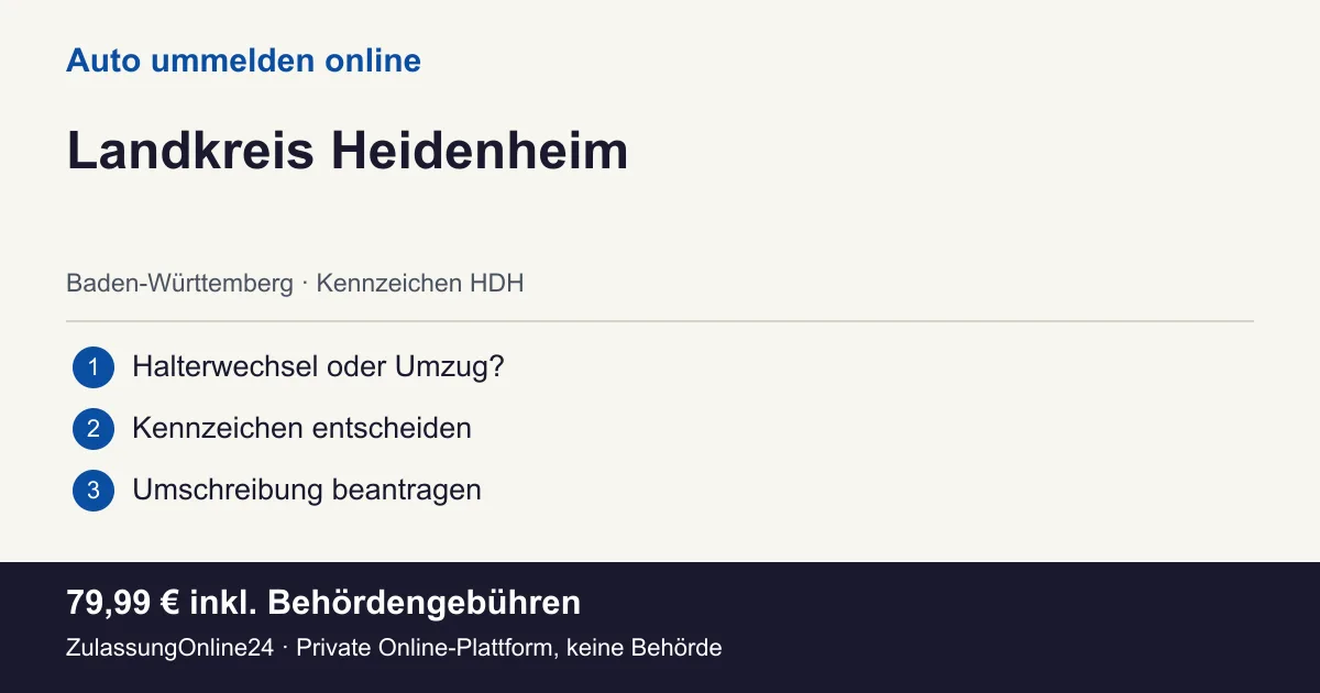 Auto ummelden: örtliche Einordnung für Landkreis Heidenheim und die drei Vorbereitungsschritte