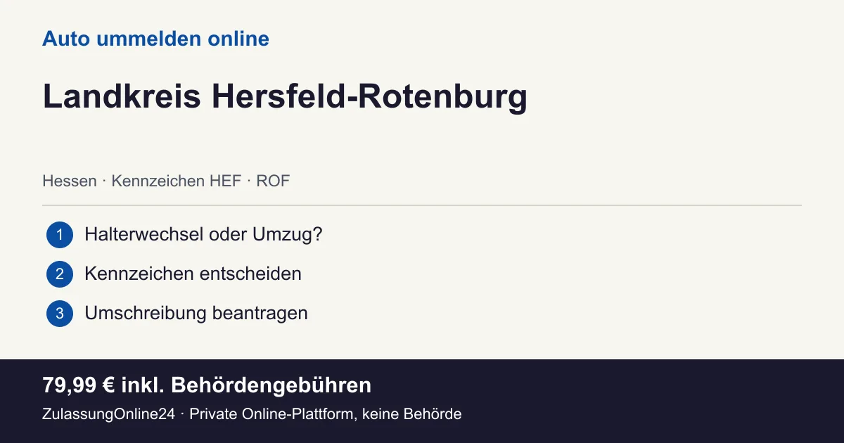 Auto ummelden: örtliche Einordnung für Landkreis Hersfeld-Rotenburg und die drei Vorbereitungsschritte