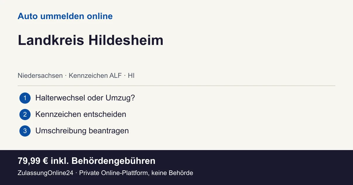 Auto ummelden: örtliche Einordnung für Landkreis Hildesheim und die drei Vorbereitungsschritte