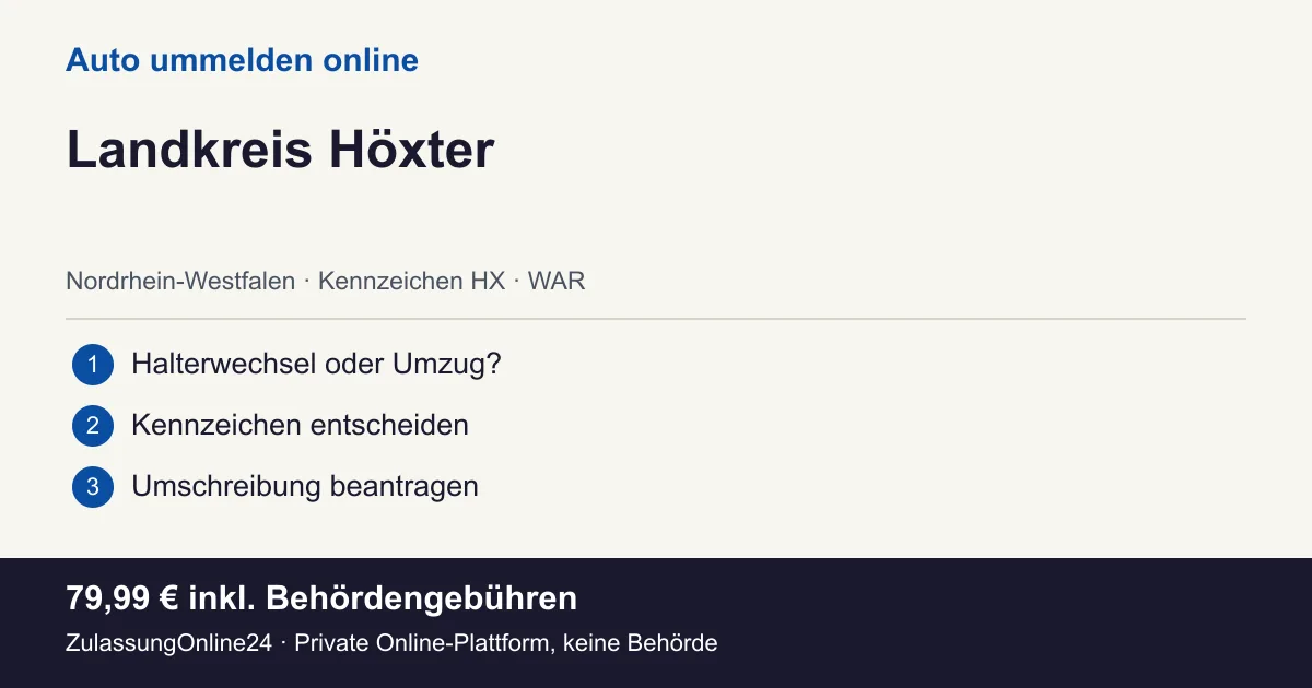 Auto ummelden: örtliche Einordnung für Landkreis Höxter und die drei Vorbereitungsschritte